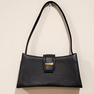 Mario Hernandez Vintage Black Leather Baguette Shoulder Bag, Black, EUC